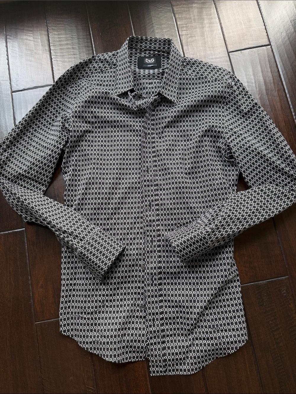 D&G Black & White Geometric Print Button-Down Shirt